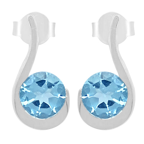 Royal Sterling Silver Earring With Rhodium Plating And Blue Topaz Stones - Fashion Apparel 