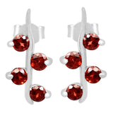 Elegant Sterling Silver Earring With Gold Plating And Garnet Stones - Fashion Apparel 