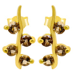 Studded Sterling Silver Drop Earrings With Multiple Amethyst Stones - Fashion Apparel 