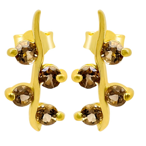 Studded Sterling Silver Drop Earrings With Multiple Amethyst Stones - Fashion Apparel 