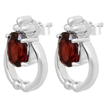 Rhodium Plated Studded Sterling Silver Earrings With Iolite Stones - Fashion Apparel 