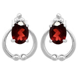 Rhodium Plated Studded Sterling Silver Earrings With Iolite Stones - Fashion Apparel 