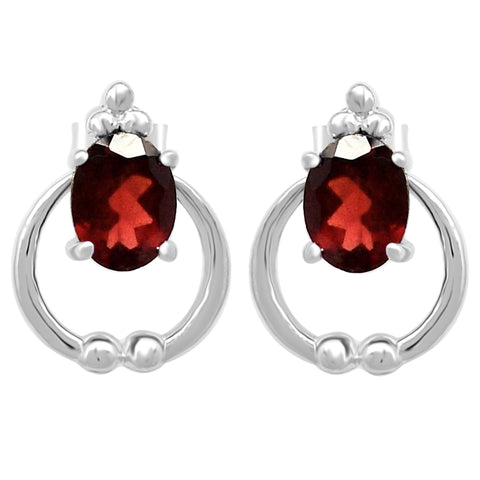 Rhodium Plated Studded Sterling Silver Earrings With Iolite Stones - Fashion Apparel 