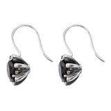 Sterling Silver Earring With Rhodium Plating And Smoky Quartz Gemstones. - Fashion Apparel 