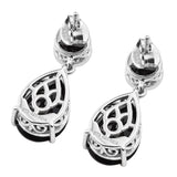 Polished Black Spinel Gemstones Crafted In Premium Quality Rhodium Plated Sterling Silver Earring. - Fashion Apparel 