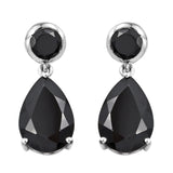 Polished Black Spinel Gemstones Crafted In Premium Quality Rhodium Plated Sterling Silver Earring. - Fashion Apparel 