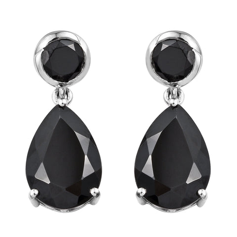 Polished Black Spinel Gemstones Crafted In Premium Quality Rhodium Plated Sterling Silver Earring. - Fashion Apparel 