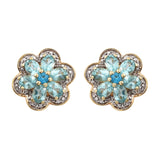 Yellow Gold Rhodium Plated Sterling Silver Earring With Blue Apatite, Neon Apatite, And Natural White Zircon - Fashion Apparel 