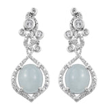 Milky Aquamarine And White Topaz Gemstones Crafted In Rhodium Plated Sterling Silver Earring. - Fashion Apparel 