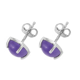 Studded Rhodium Plated Sterling Silver Earring Featuring Purple Jade Gemstones - Fashion Apparel 