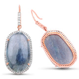 14K Rose Gold Plated 28.08 Carat Genuine Labradorite And White Topaz .925 Sterling Silver Earrings - Fashion Apparel 