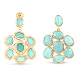 14K Yellow Gold Plated 25.73 Carat Genuine Amazonite .925 Sterling Silver Earrings - Fashion Apparel 