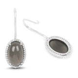 6.17 Carat Genuine Grey Moonstone And White Topaz .925 Sterling Silver Earrings - Fashion Apparel 