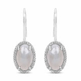 6.17 Carat Genuine Grey Moonstone And White Topaz .925 Sterling Silver Earrings - Fashion Apparel 