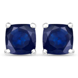 3.60 Carat Emerald, Glass Filled Ruby and Glass Filled Sapphire .925 Sterling Silver Earrings - Fashion Apparel 