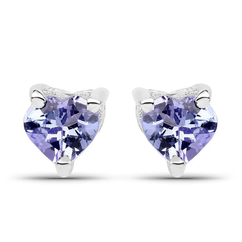 0.90 Carat Genuine Tanzanite .925 Sterling Silver Earrings - Fashion Apparel 