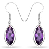 8.16 Carat Genuine Amethyst .925 Sterling Silver Earrings - Fashion Apparel 