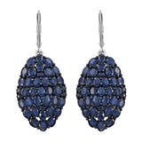 Exquisite Sterling Silver Earring With Rhodium Plating And Kanchanaburi Blue Sapphire Gemstone. - Fashion Apparel 