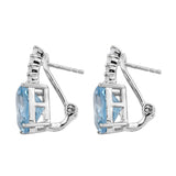 Stunning Drop Style Sterling Silver Earring With Rhodium Plating And Skyblue Topaz, Natural White Zircon Gemstones. - Fashion Apparel 