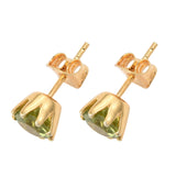 Peridot Studded Sterling Silver Earring With Yellow Gold Plating. - Fashion Apparel 