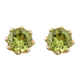 Peridot Studded Sterling Silver Earring With Yellow Gold Plating. - Fashion Apparel 