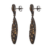 Black Ruthenium Plated Sterling Silver Drop Earring With Citrine Gemstones. - Fashion Apparel 