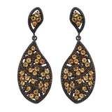 Black Ruthenium Plated Sterling Silver Drop Earring With Citrine Gemstones. - Fashion Apparel 