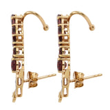 Natural White Zircon With Red Garnet Sterling Silver Earrings Plated With Yellow Gold Rhodium. - Fashion Apparel 