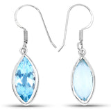 9.76 Carat Genuine Blue Topaz .925 Sterling Silver Earrings - Fashion Apparel 