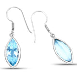 9.76 Carat Genuine Blue Topaz .925 Sterling Silver Earrings - Fashion Apparel 