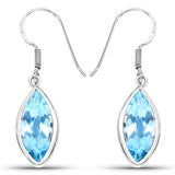 9.76 Carat Genuine Blue Topaz .925 Sterling Silver Earrings - Fashion Apparel 