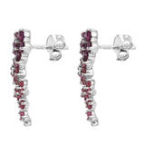 Fine Looking Rhodium Plated Sterling Silver Earring With White Topaz, Rhodolite Garnet, Pink Tourmaline, Rose Spinel Stones. - Fashion Apparel 