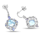 5.58 Carat Genuine Blue Topaz and Tanzanite .925 Sterling Silver Earrings - Fashion Apparel 