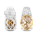 4.85 Carat Genuine Citrine and White Diamond .925 Sterling Silver Earrings - Fashion Apparel 