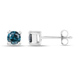 0.25 Carat Genuine Blue Diamond .925 Sterling Silver Earrings - Fashion Apparel 