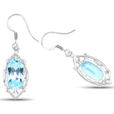 13.68 Carat Genuine Blue Topaz .925 Sterling Silver Earrings - Fashion Apparel 
