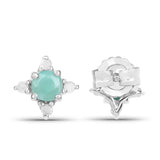 0.58 Carat Genuine Emerald and White Diamond .925 Sterling Silver Earrings - Fashion Apparel 