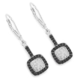 0.44 Carat Genuine Black Diamond and White Diamond .925 Sterling Silver Earrings - Fashion Apparel 
