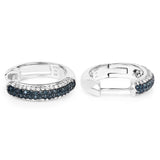 0.68 Carat Genuine Blue Diamond and White Diamond .925 Sterling Silver Earrings - Fashion Apparel 