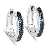 0.68 Carat Genuine Blue Diamond and White Diamond .925 Sterling Silver Earrings - Fashion Apparel 