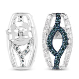 0.42 Carat Genuine Blue Diamond and White Diamond .925 Sterling Silver Earrings - Fashion Apparel 