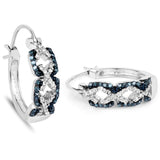 0.52 Carat Genuine Blue Diamond and White Diamond .925 Sterling Silver Earrings - Fashion Apparel 