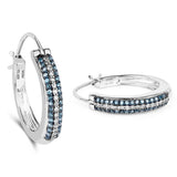 0.48 Carat Genuine Blue Diamond and White Diamond .925 Sterling Silver Earrings - Fashion Apparel 