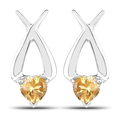 1.40 Carat Genuine Citrine .925 Sterling Silver Earrings - Fashion Apparel 