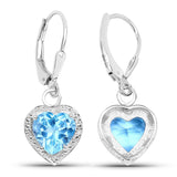 4.20 Carat Genuine Swiss Blue Topaz .925 Sterling Silver Earrings - Fashion Apparel 