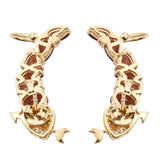 Natural White Zircon With Red Garnet Sterling Silver Earrings Plated With Yellow Gold Rhodium. - Fashion Apparel 