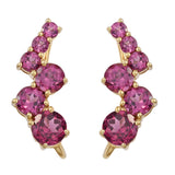 Rhodolite Garnet Earrings Plated With Yellow Gold Rhodium In Sterling Silver. - Fashion Apparel 