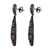 White Topaz, Sterling Silver Black Ruthenium Polished Dangle Earrings. - Fashion Apparel 