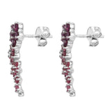 Fine Looking Rhodium Plated Sterling Silver Earring With White Topaz, Rhodolite Garnet, Pink Tourmaline, Rose Spinel Stones. - Fashion Apparel 