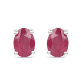 5.30 Carat Emerald, Glass Filled Ruby and Glass Filled Sapphire .925 Sterling Silver Earrings - Fashion Apparel 